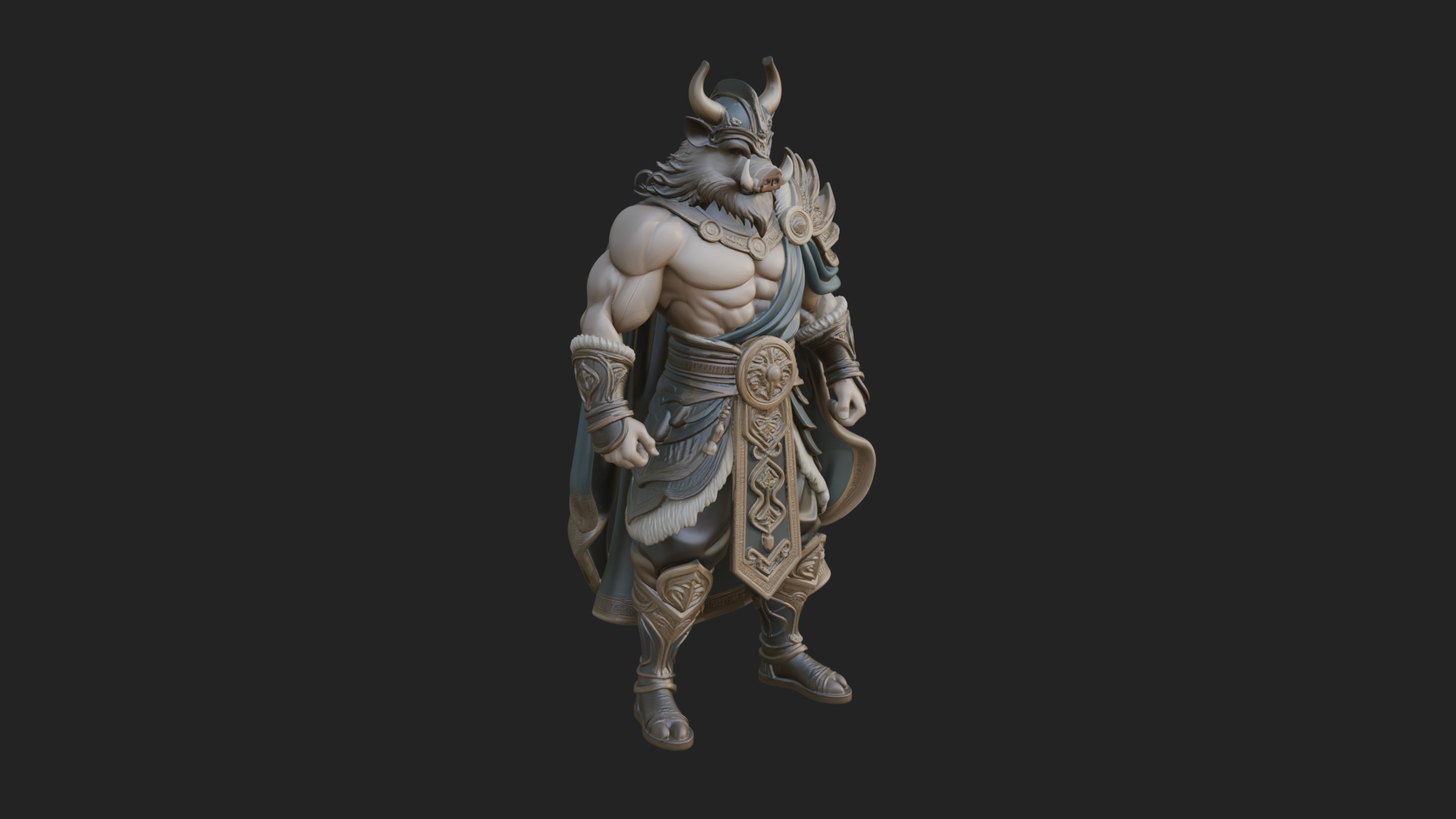 Beastman with Goat Head Statue Design 15 3D Print Model 3D Model