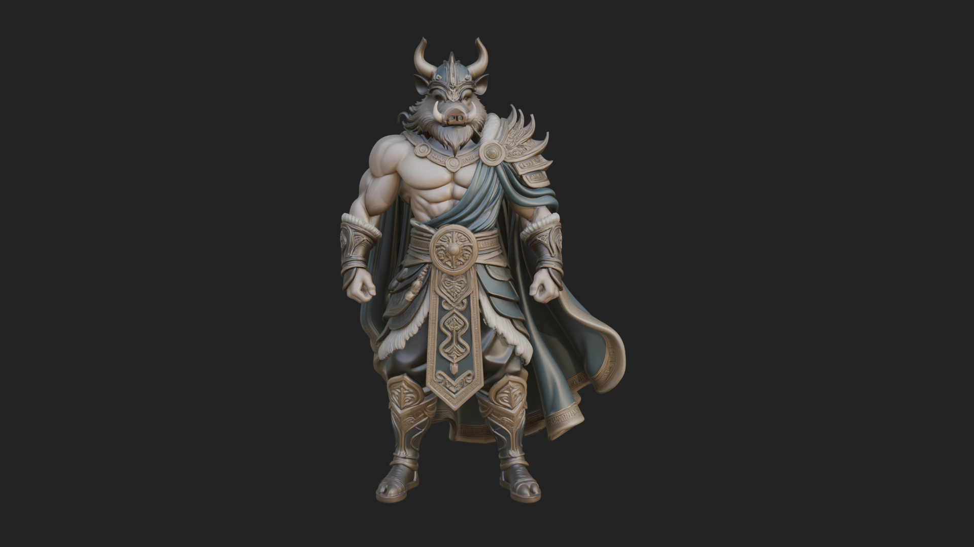 Beastman with Goat Head Statue Design 15 3D Print Model 3D Model
