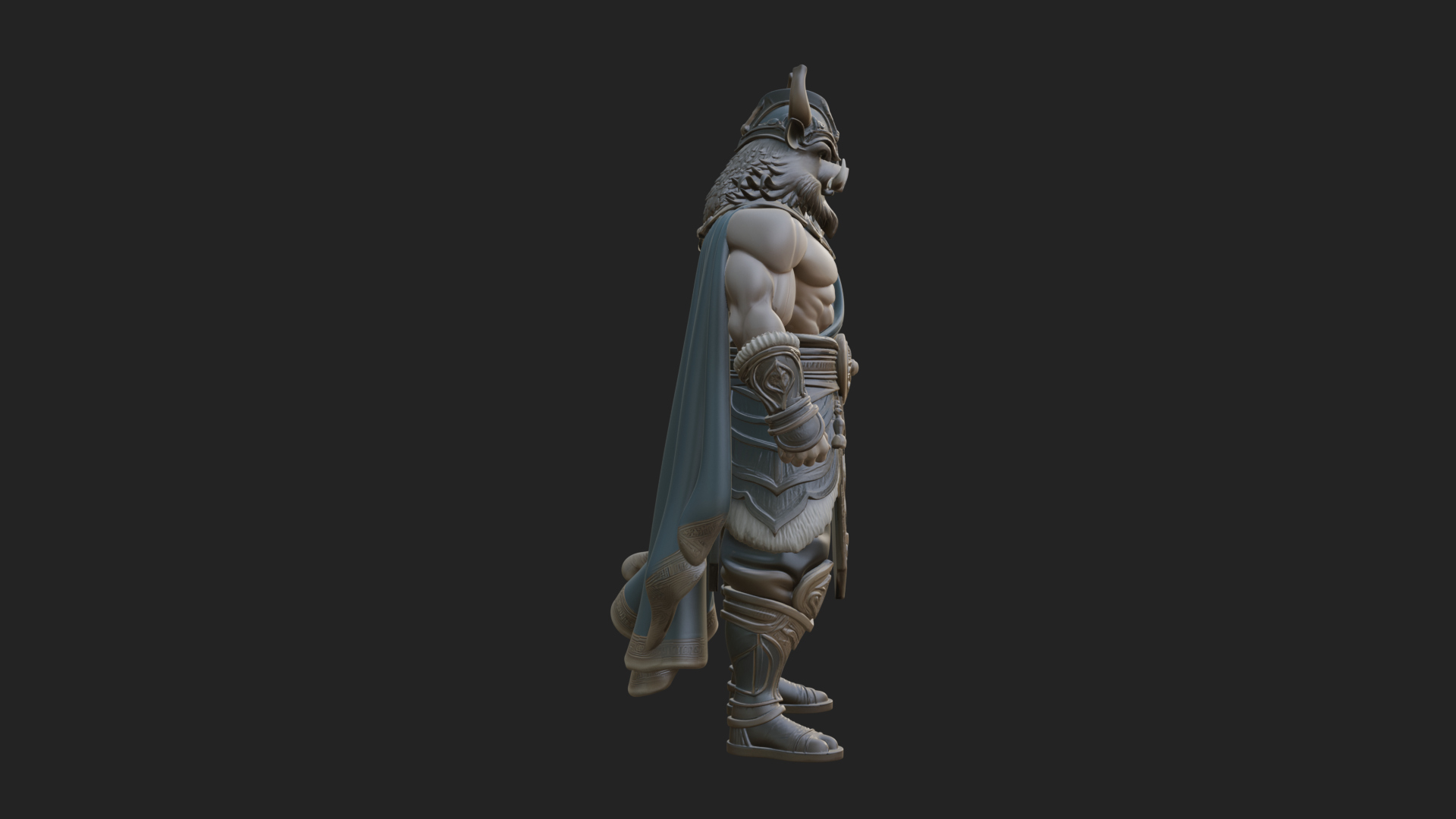 Beastman with Goat Head Statue Design 15 3D Print Model 3D Model