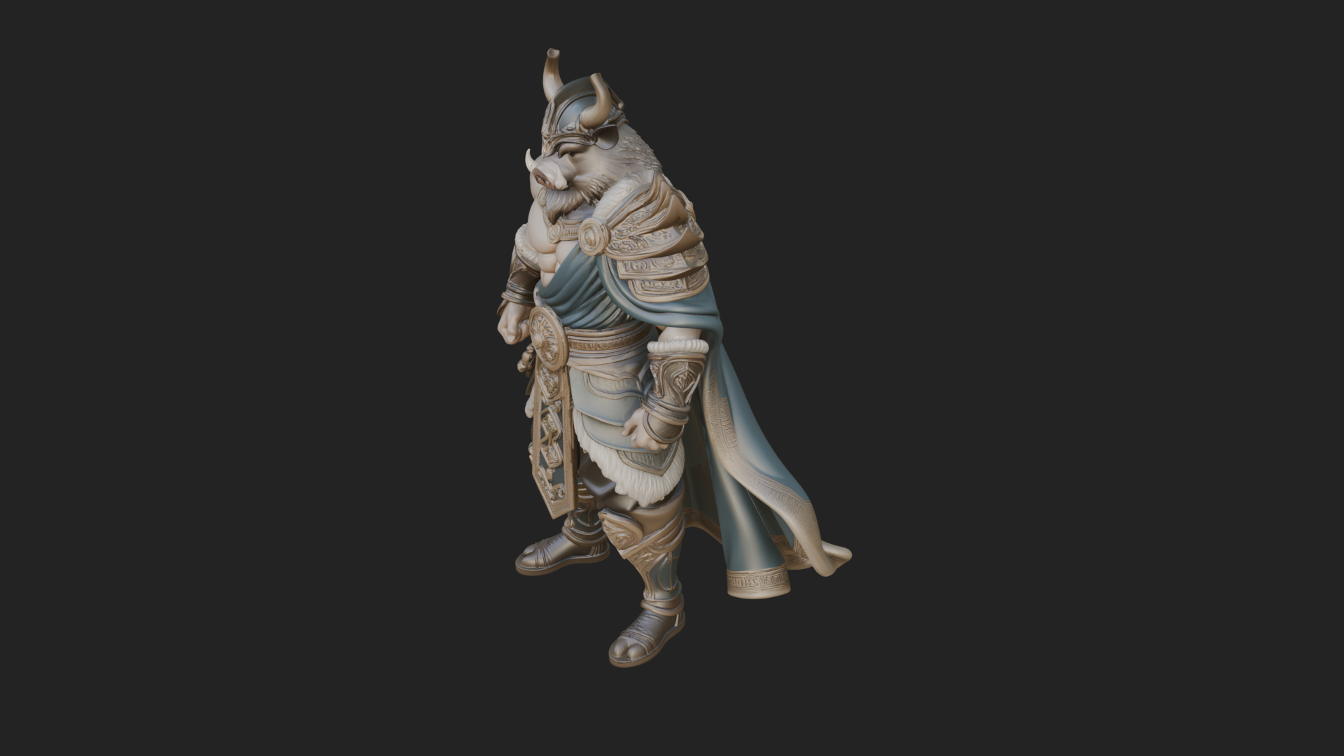 Beastman with Goat Head Statue Design 15 3D Print Model 3D Model