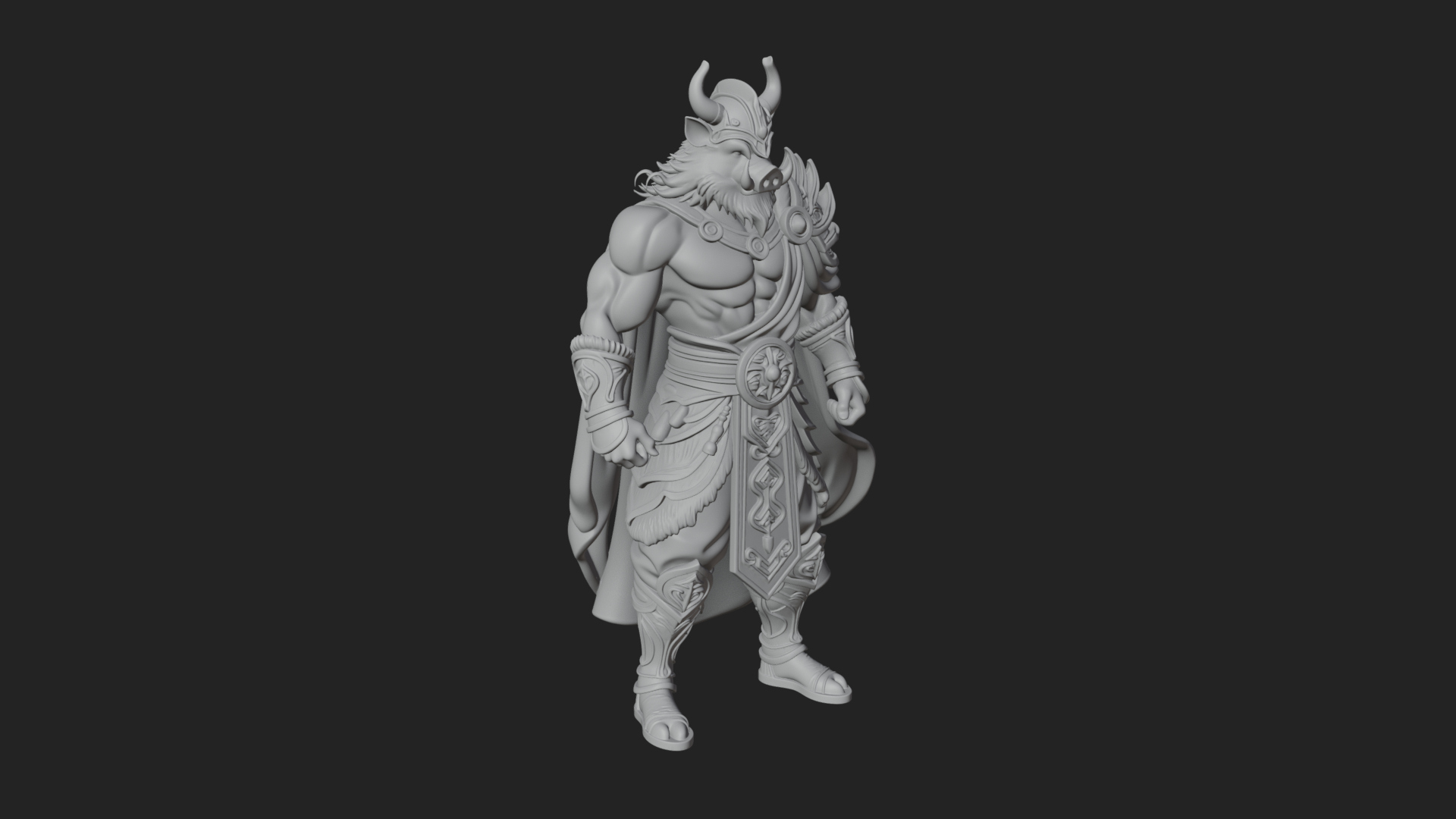 Beastman with Goat Head Statue Design 15 3D Print Model 3D Model