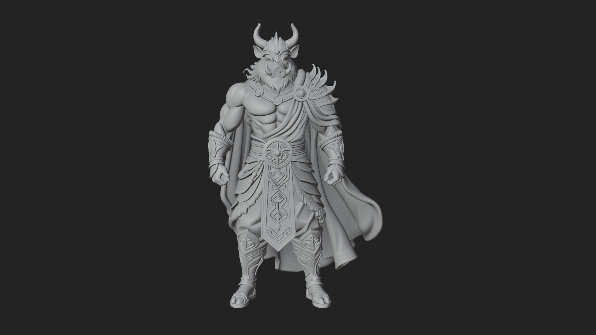 Beastman with Goat Head Statue Design 15 3D Print Model 3D Model
