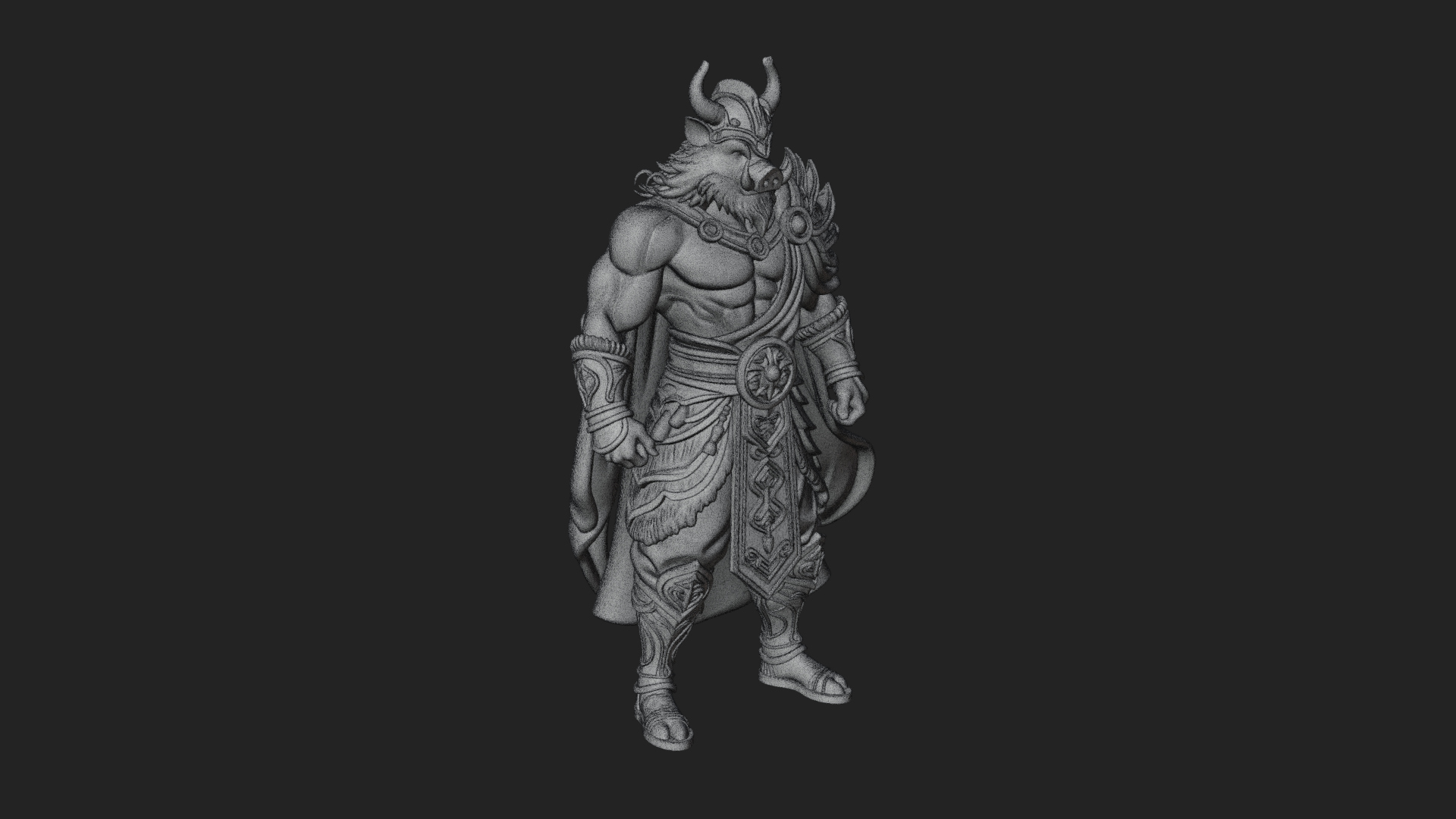 Beastman with Goat Head Statue Design 15 3D Print Model 3D Model