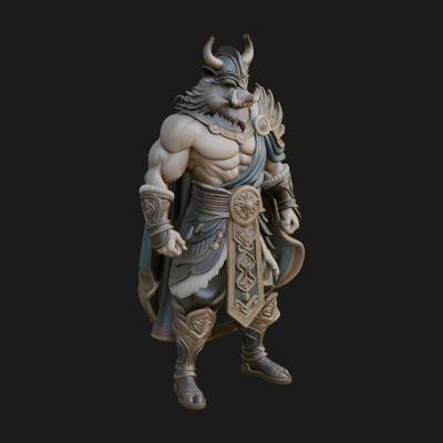 Beastman with Goat Head Statue Design 15 3D Print Model