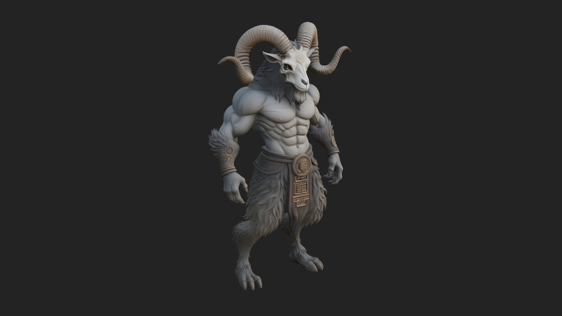 Beastman with Goat Head Statue Design 2 3D Print Model 3D Model