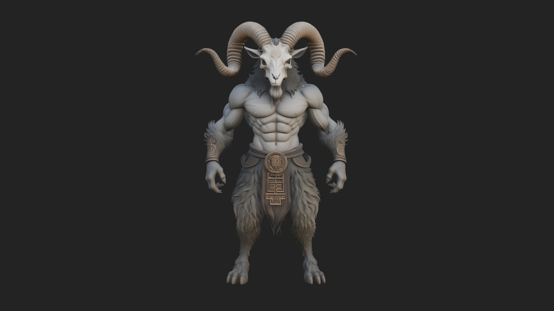 Beastman with Goat Head Statue Design 2 3D Print Model 3D Model