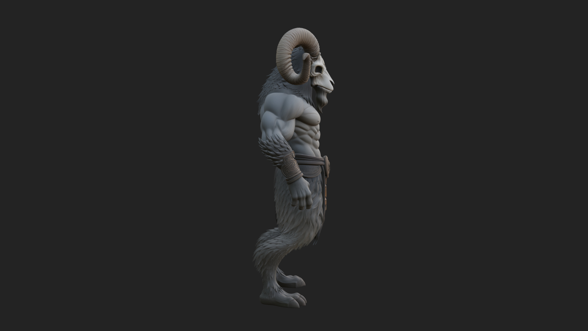 Beastman with Goat Head Statue Design 2 3D Print Model 3D Model