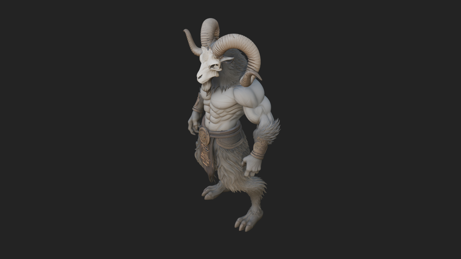 Beastman with Goat Head Statue Design 2 3D Print Model 3D Model