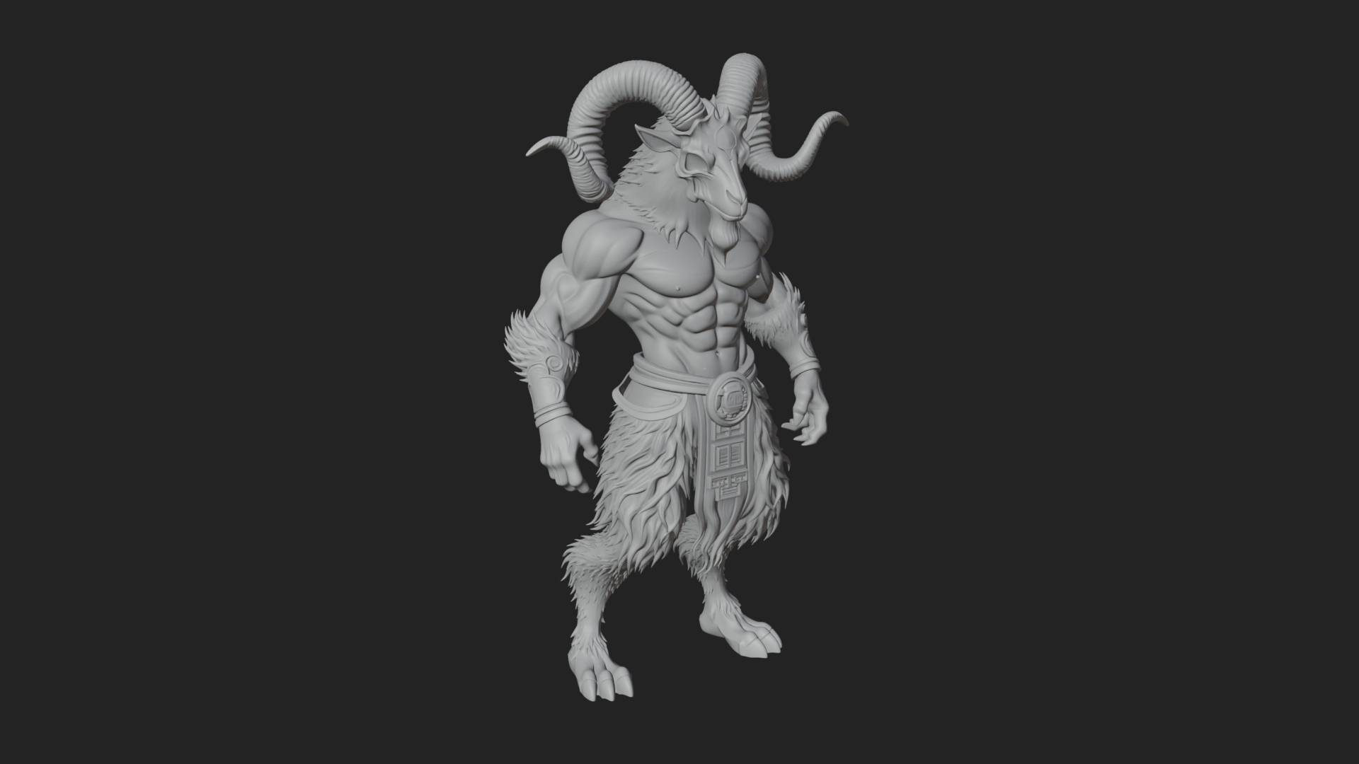 Beastman with Goat Head Statue Design 2 3D Print Model 3D Model