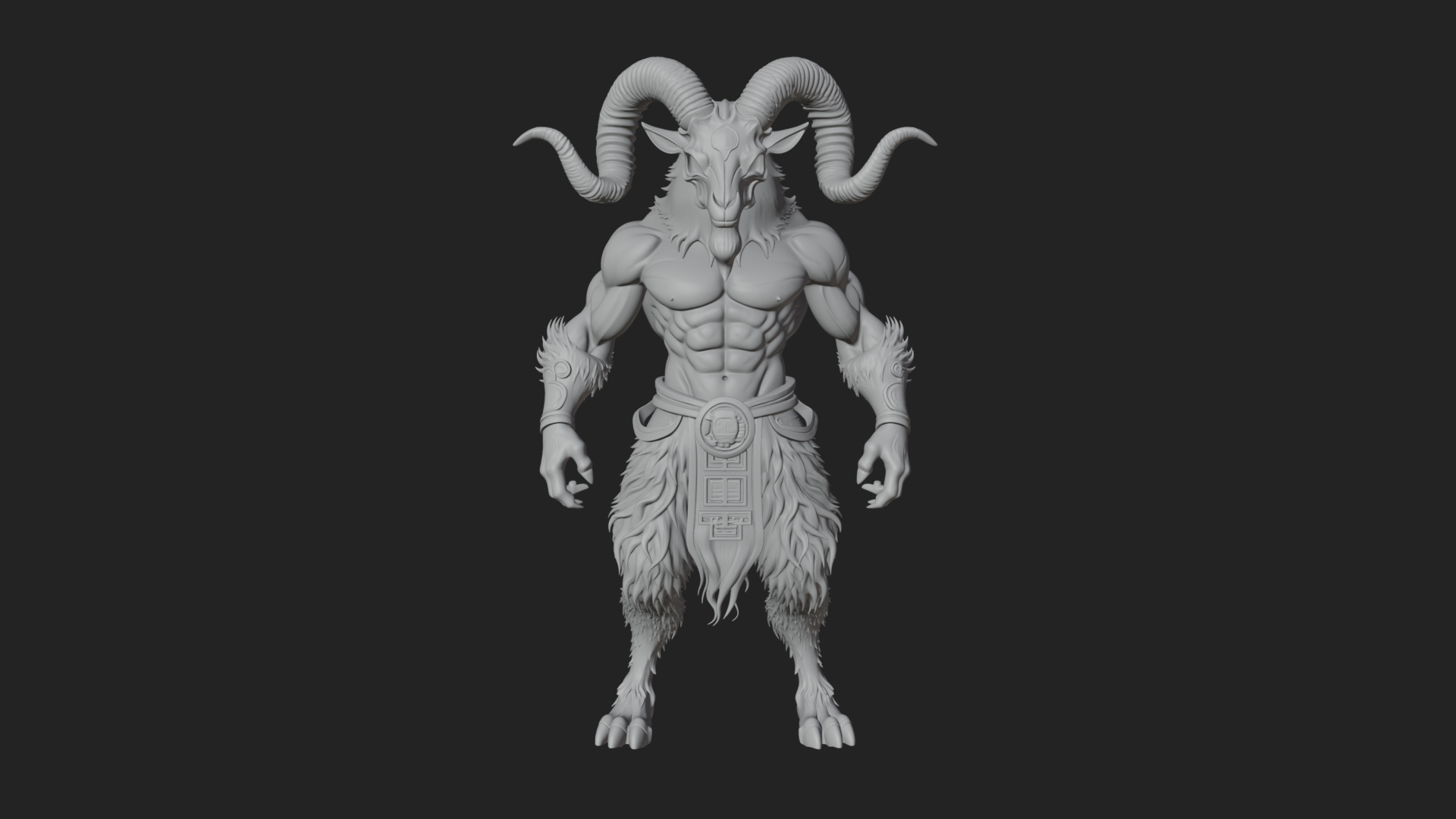 Beastman with Goat Head Statue Design 2 3D Print Model 3D Model