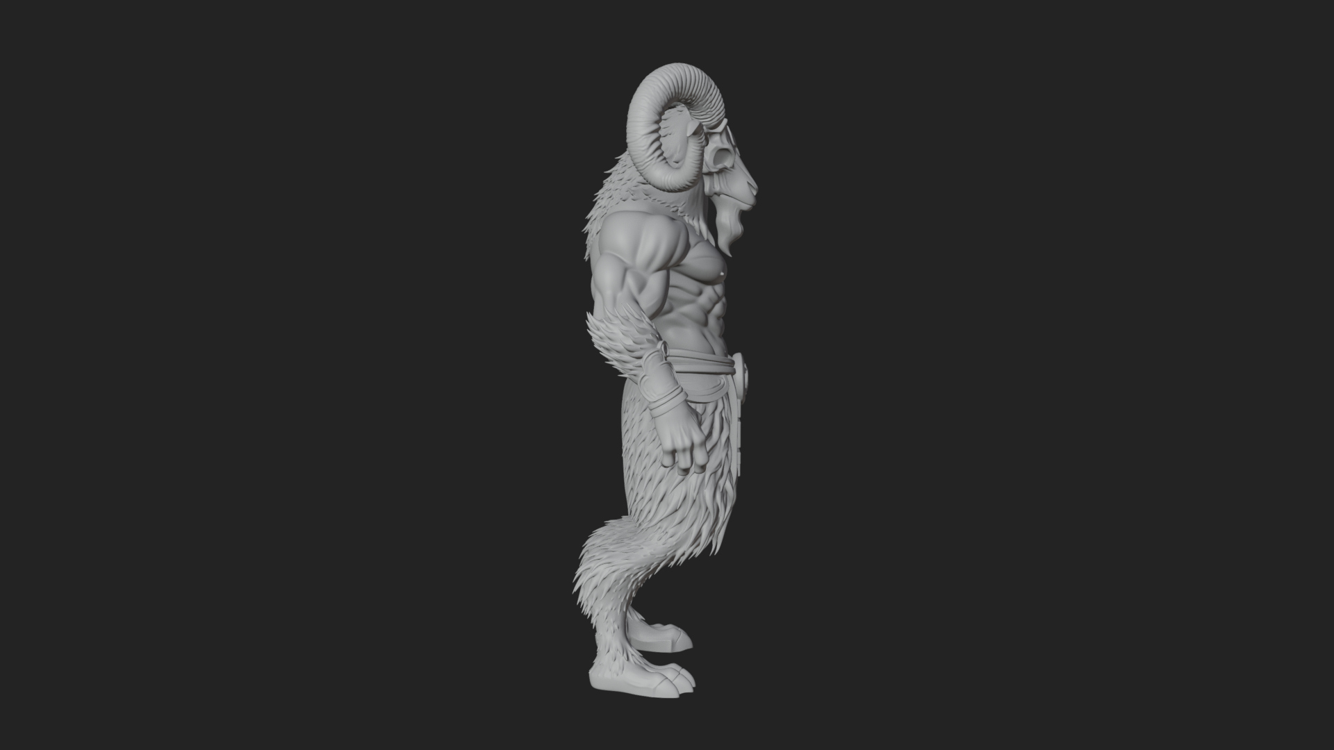 Beastman with Goat Head Statue Design 2 3D Print Model 3D Model