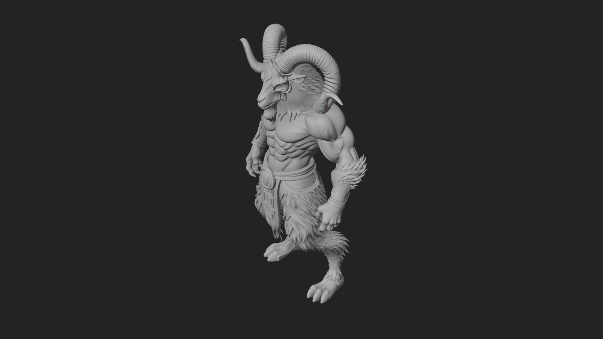 Beastman with Goat Head Statue Design 2 3D Print Model 3D Model