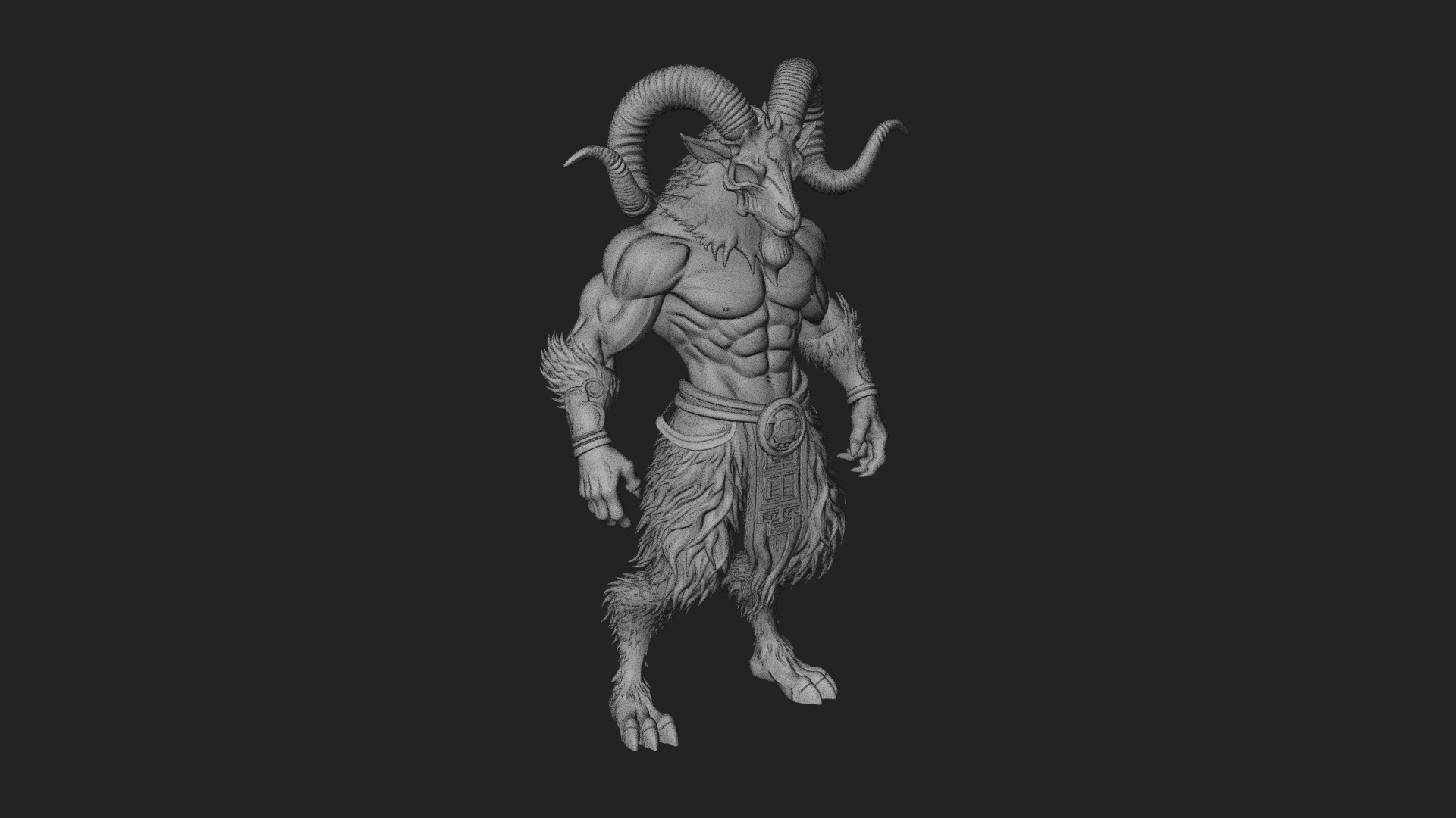 Beastman with Goat Head Statue Design 2 3D Print Model 3D Model