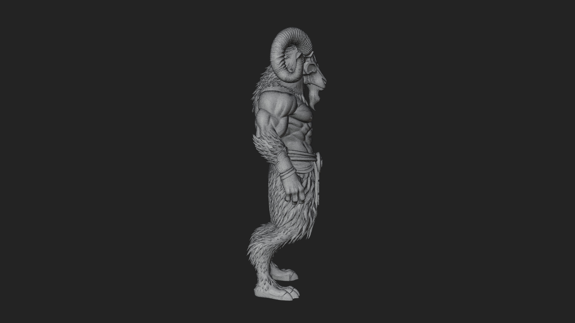 Beastman with Goat Head Statue Design 2 3D Print Model 3D Model