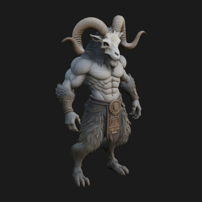 Beastman with Goat Head Statue Design 2 3D Print Model