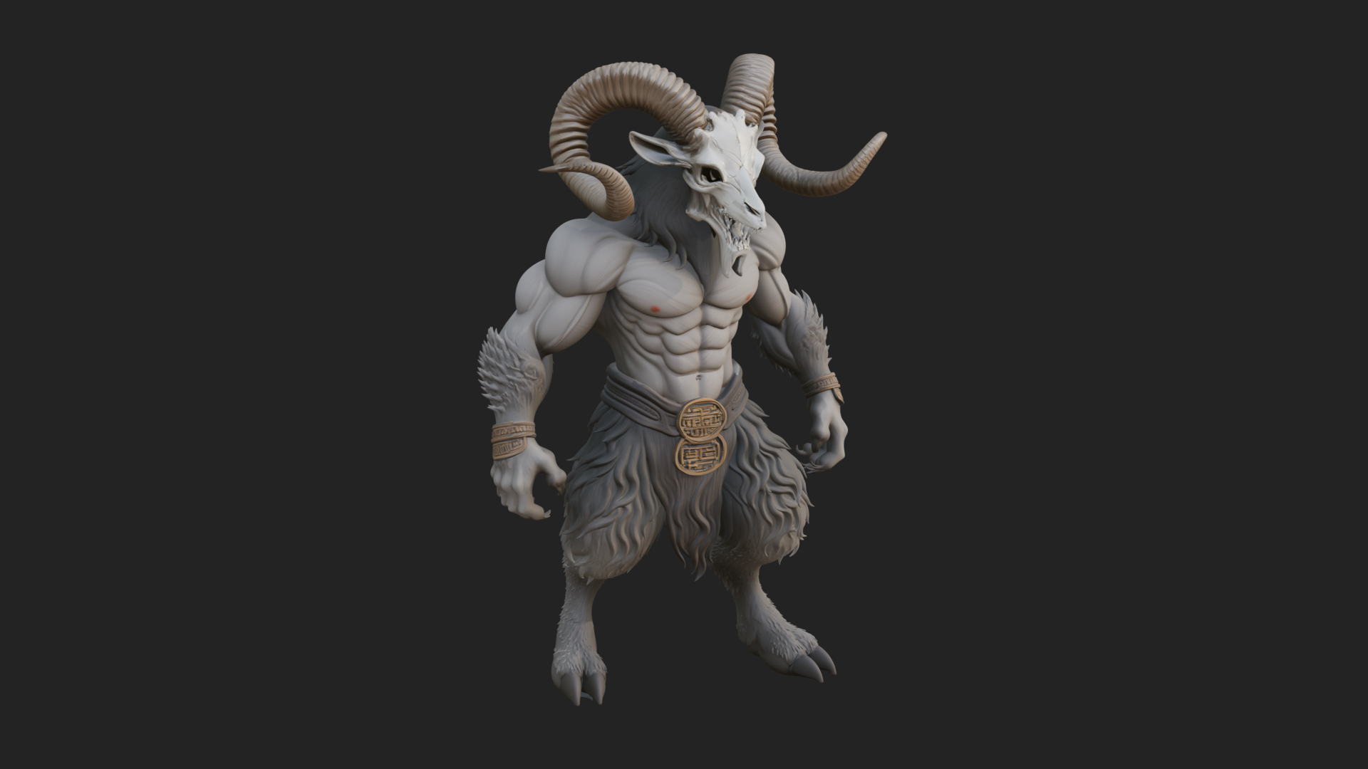Beastman with Goat Head Statue Design 3 3D Print Model 3D Model