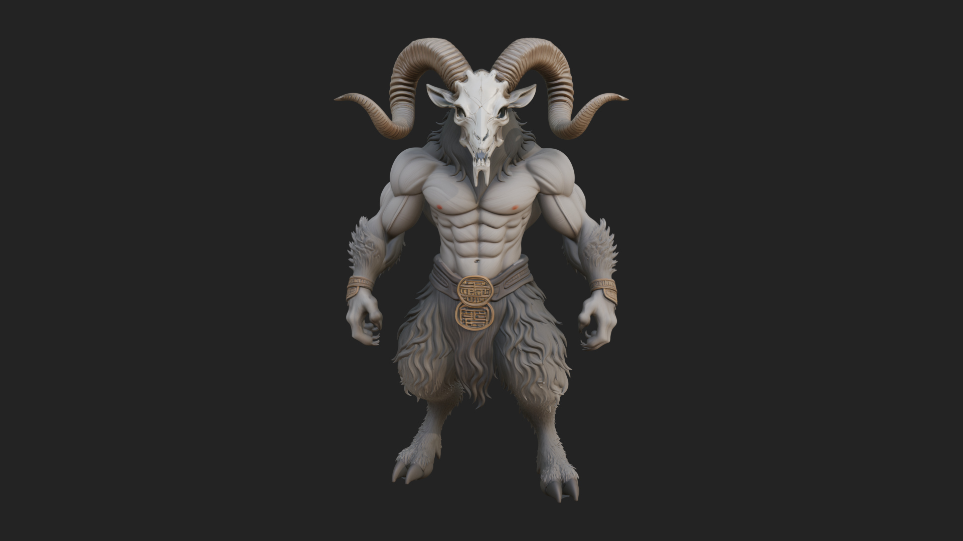 Beastman with Goat Head Statue Design 3 3D Print Model 3D Model