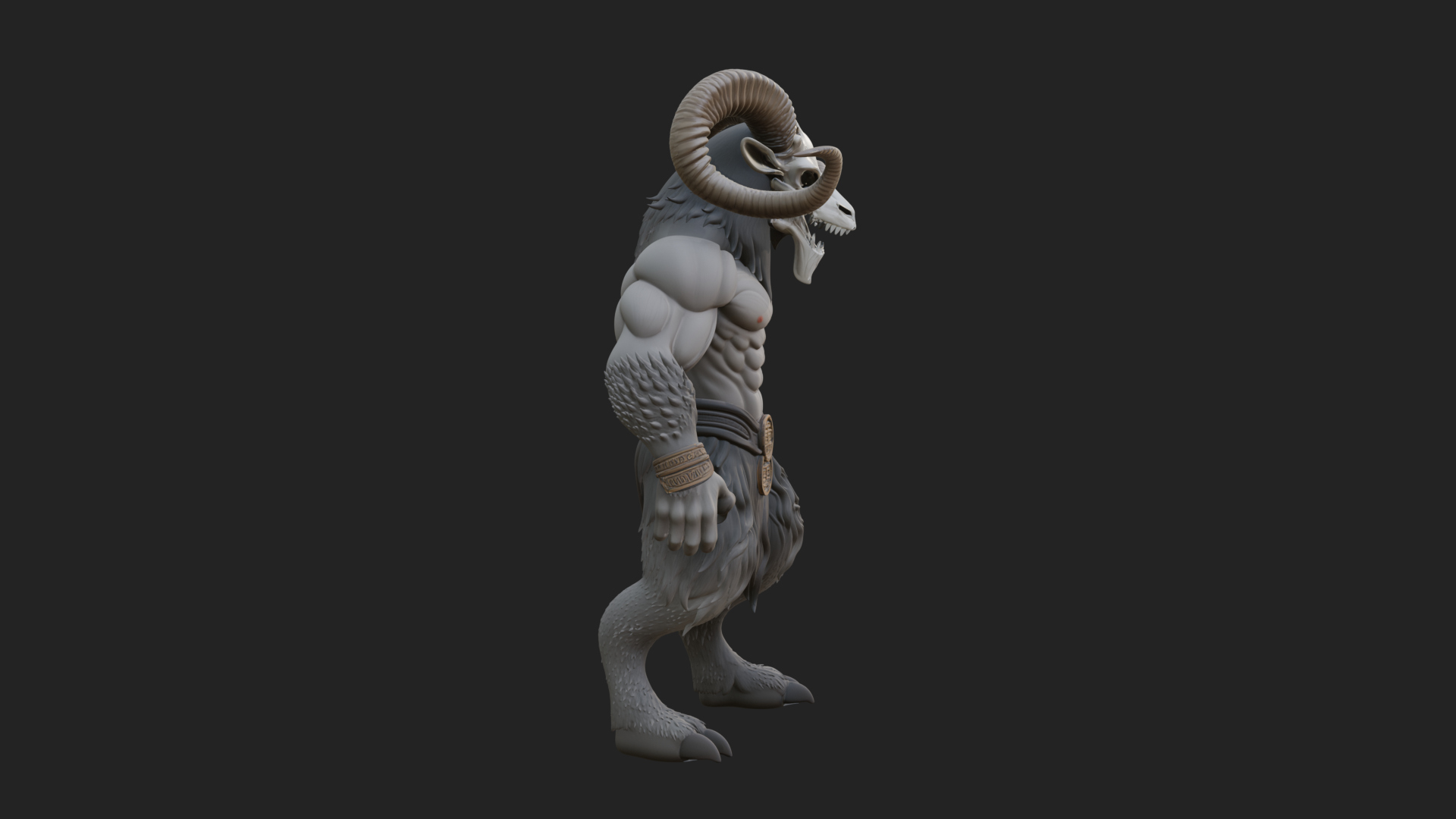 Beastman with Goat Head Statue Design 3 3D Print Model 3D Model