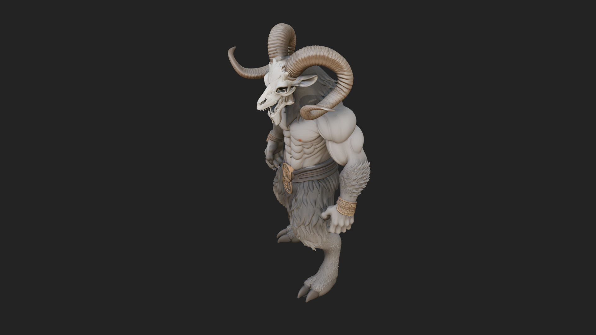 Beastman with Goat Head Statue Design 3 3D Print Model 3D Model