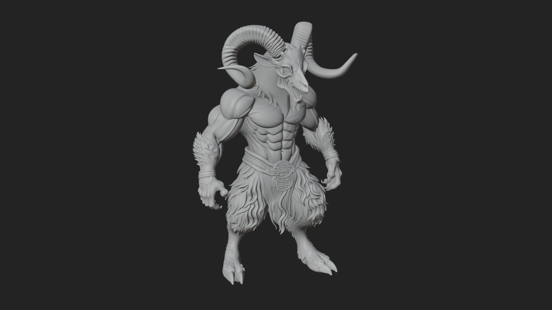 Beastman with Goat Head Statue Design 3 3D Print Model 3D Model