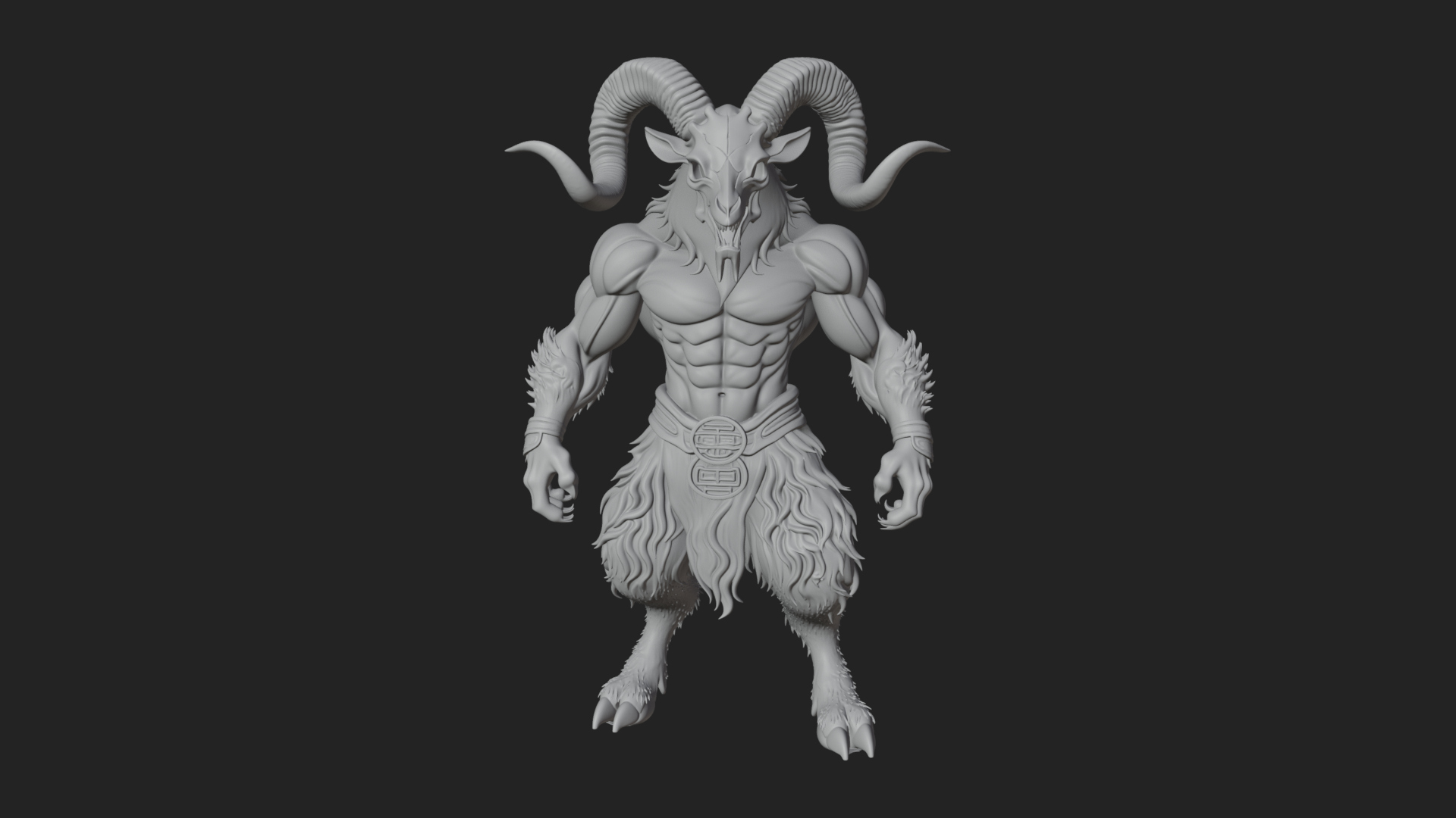 Beastman with Goat Head Statue Design 3 3D Print Model 3D Model