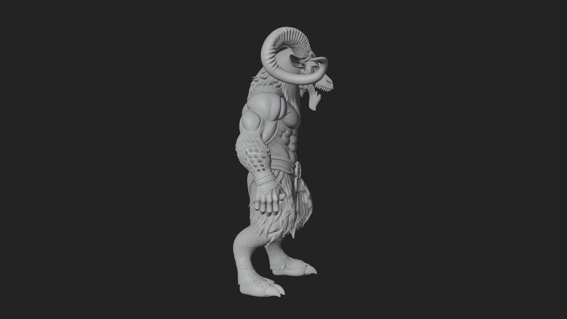 Beastman with Goat Head Statue Design 3 3D Print Model 3D Model