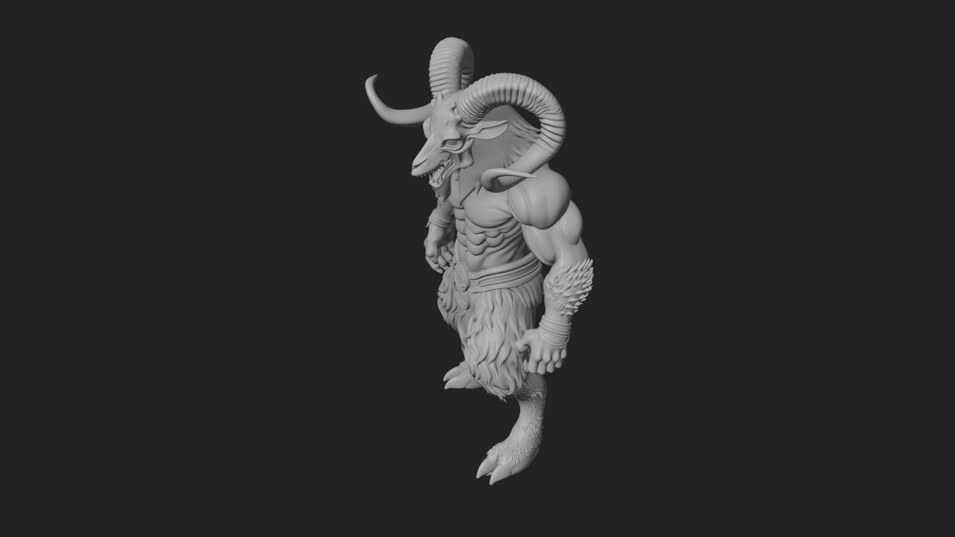 Beastman with Goat Head Statue Design 3 3D Print Model 3D Model