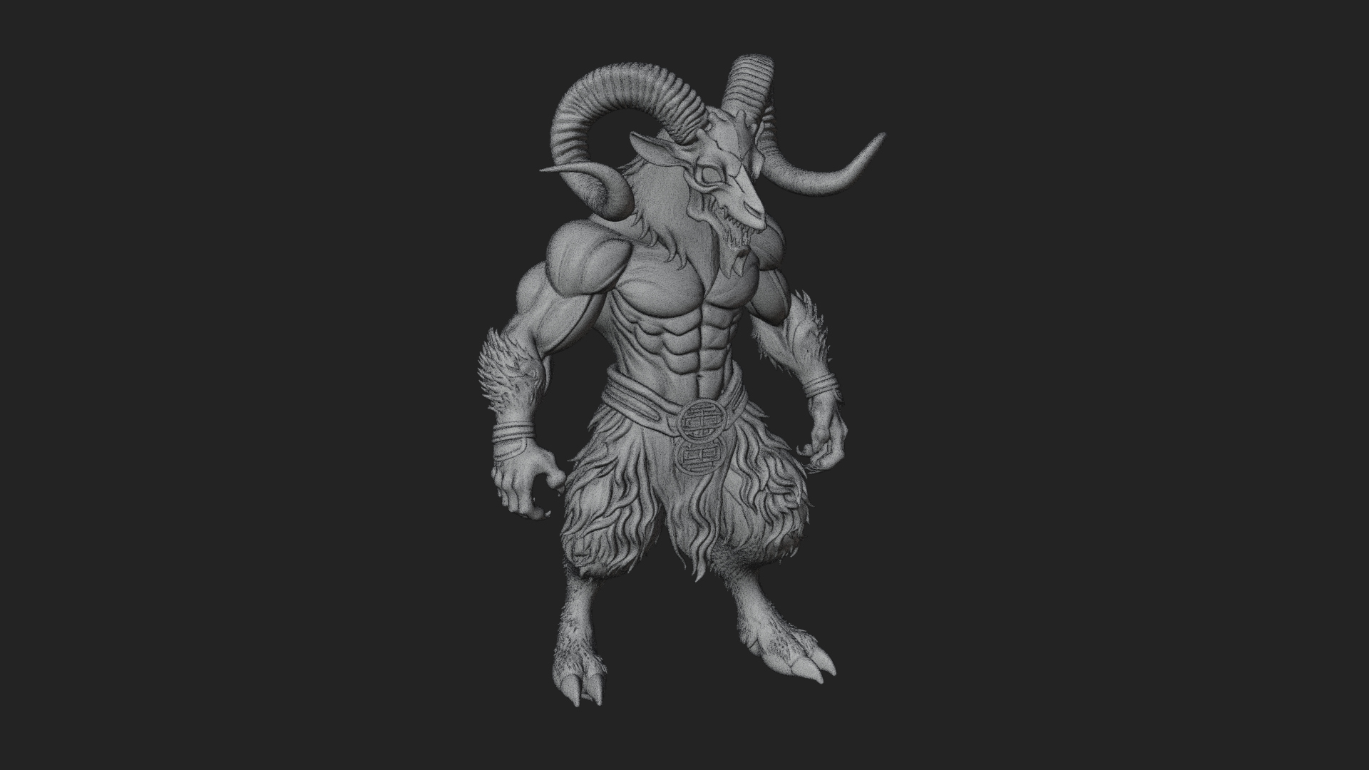 Beastman with Goat Head Statue Design 3 3D Print Model 3D Model