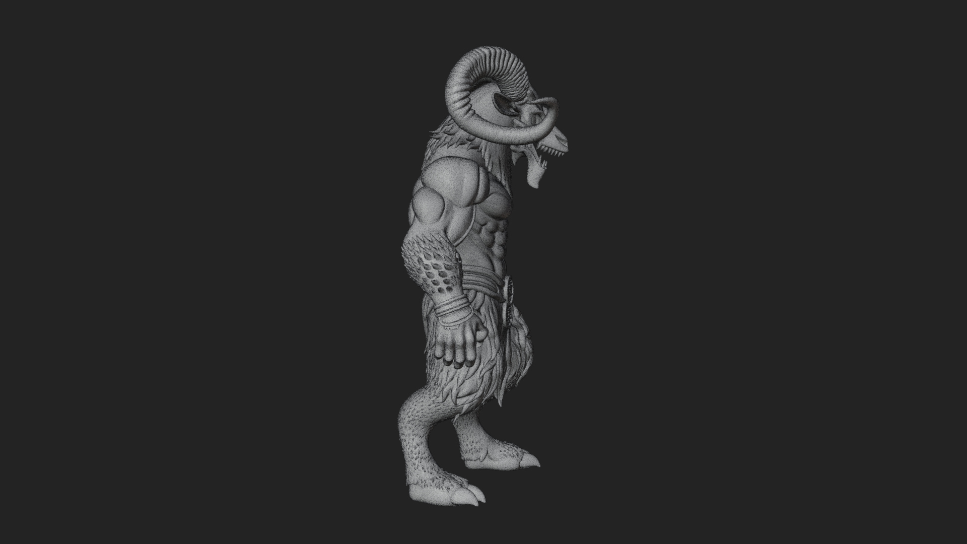 Beastman with Goat Head Statue Design 3 3D Print Model 3D Model