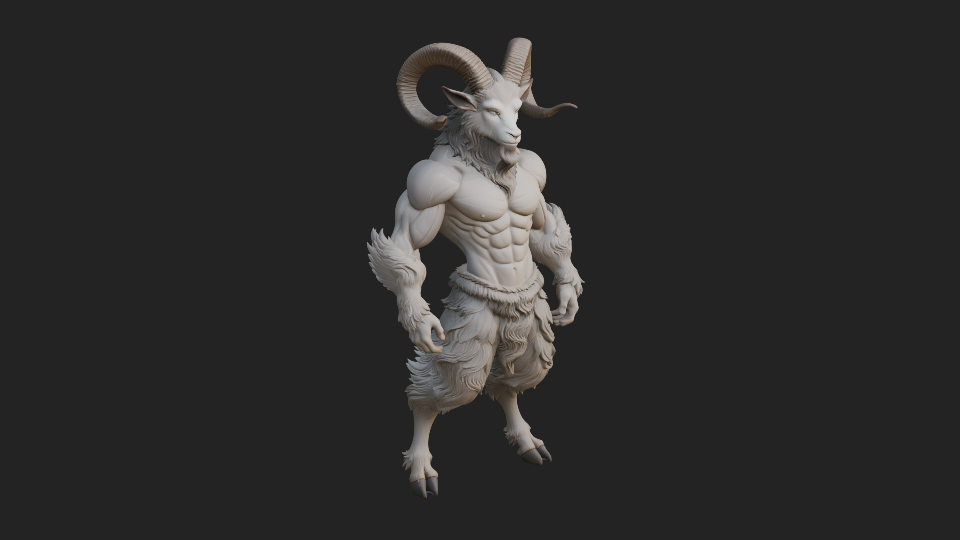 Beastman with Goat Head Statue Design 4 3D Print Model 3D Model