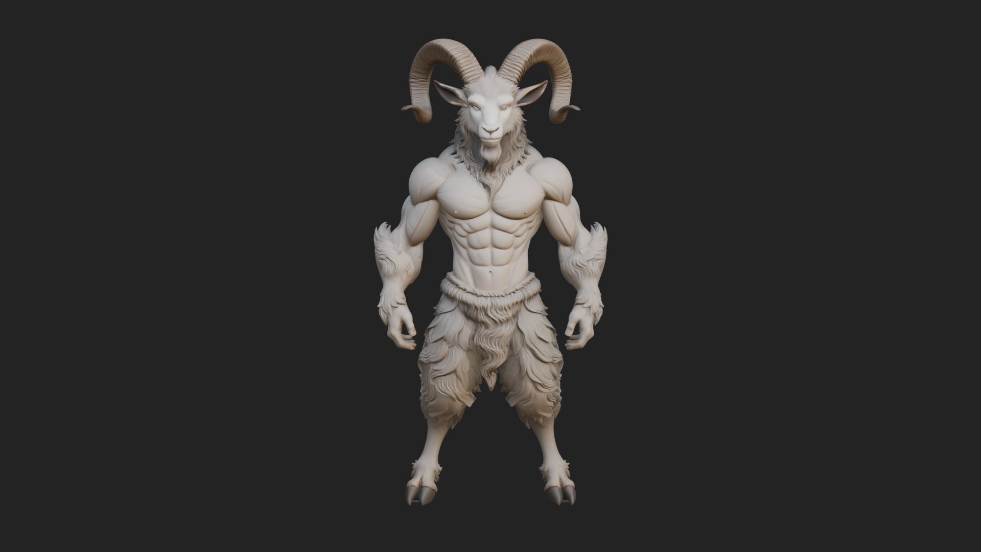 Beastman with Goat Head Statue Design 4 3D Print Model 3D Model