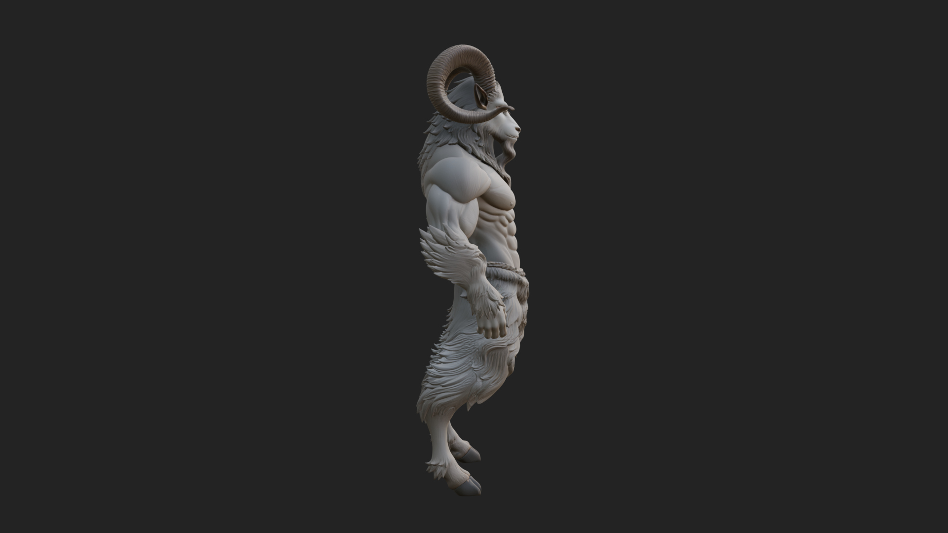 Beastman with Goat Head Statue Design 4 3D Print Model 3D Model