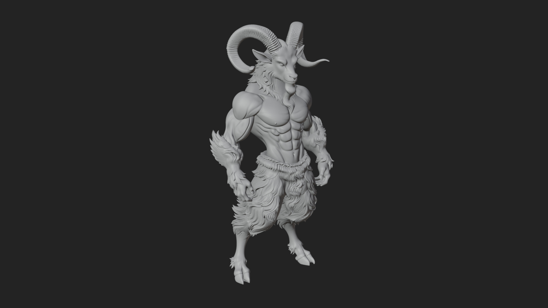 Beastman with Goat Head Statue Design 4 3D Print Model 3D Model