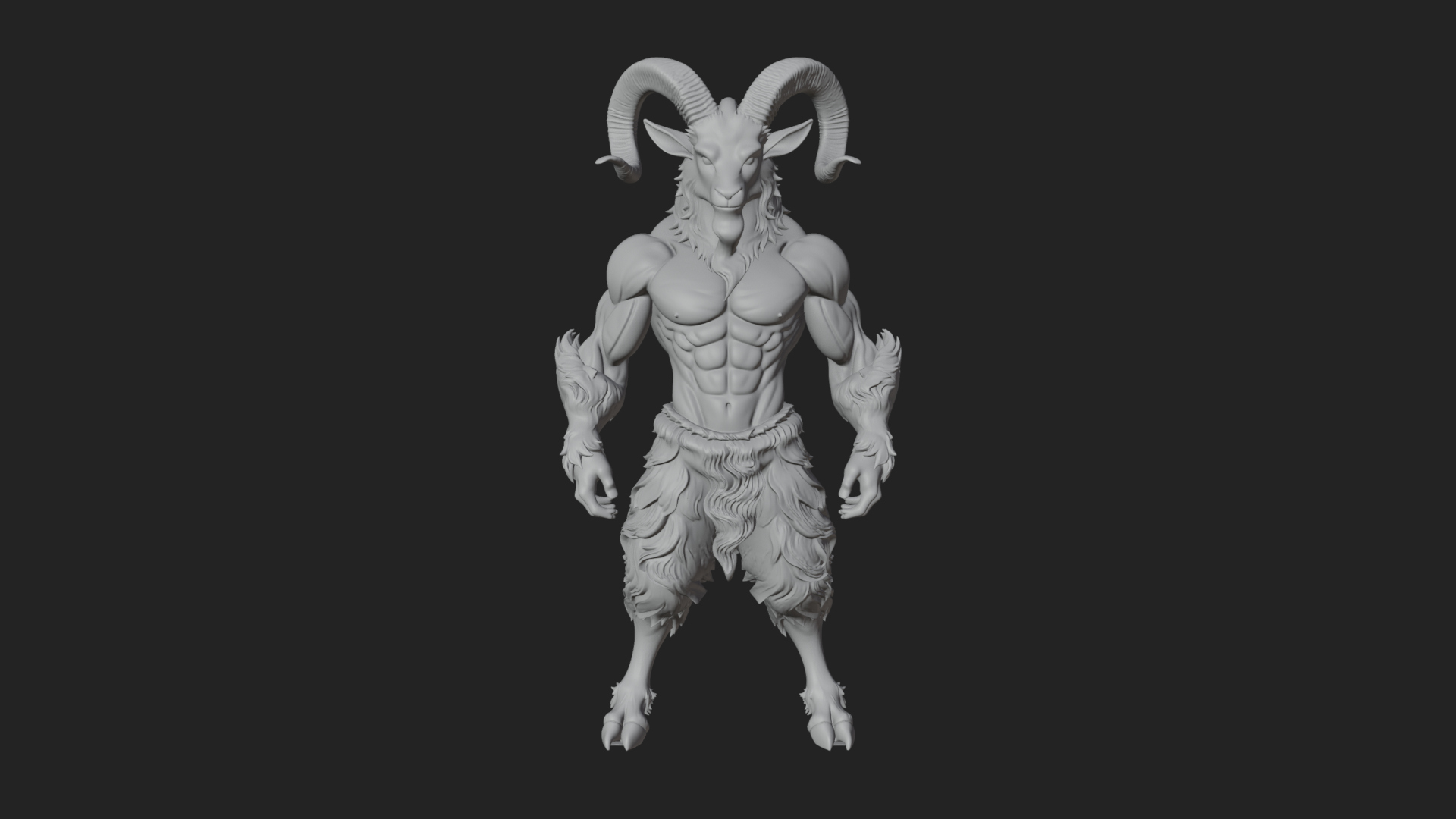 Beastman with Goat Head Statue Design 4 3D Print Model 3D Model
