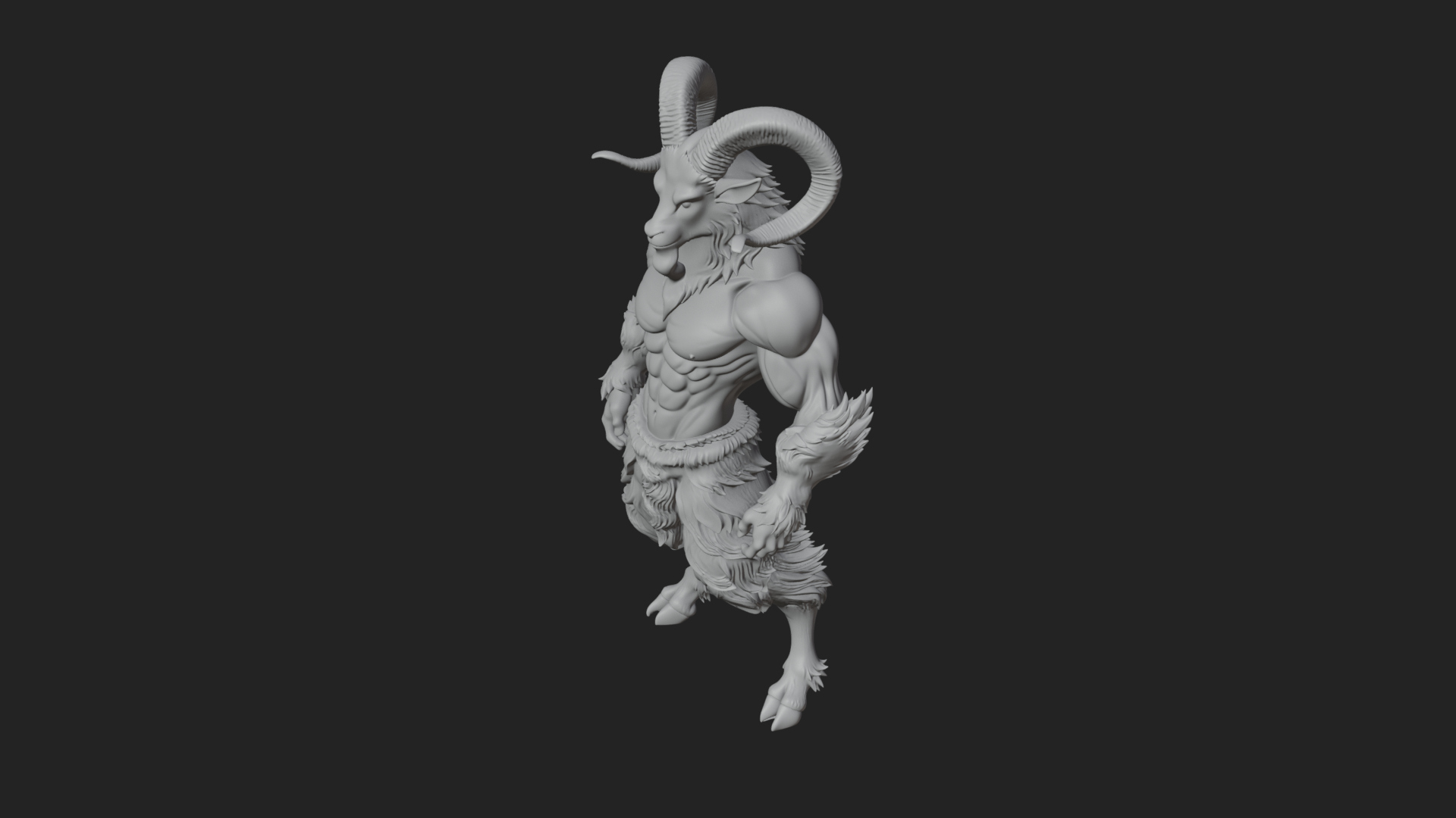 Beastman with Goat Head Statue Design 4 3D Print Model 3D Model