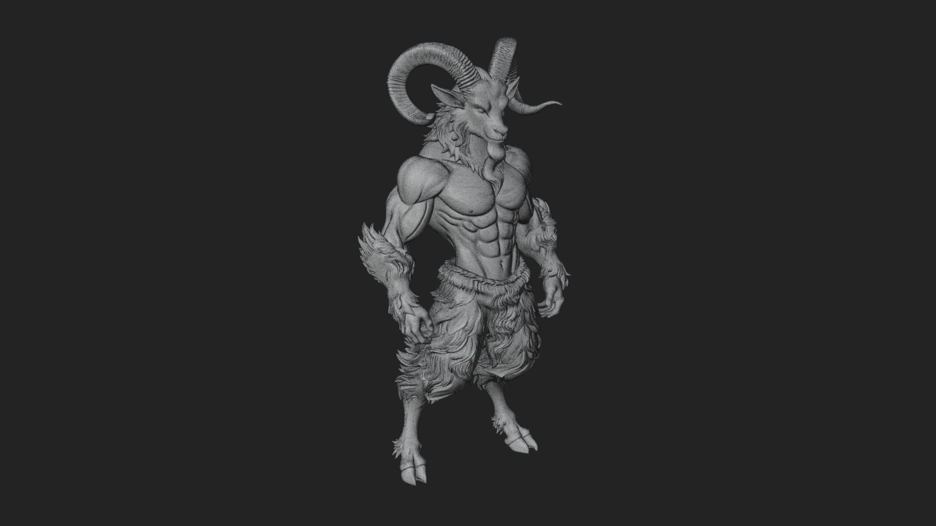 Beastman with Goat Head Statue Design 4 3D Print Model 3D Model
