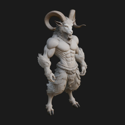 Beastman with Goat Head Statue Design 4 3D Print Model
