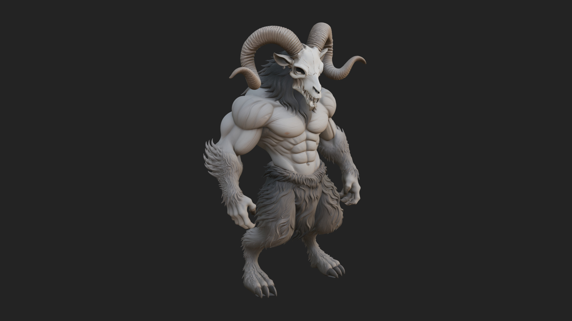 Beastman with Goat Head Statue Design 5 3D Print Model 3D Model