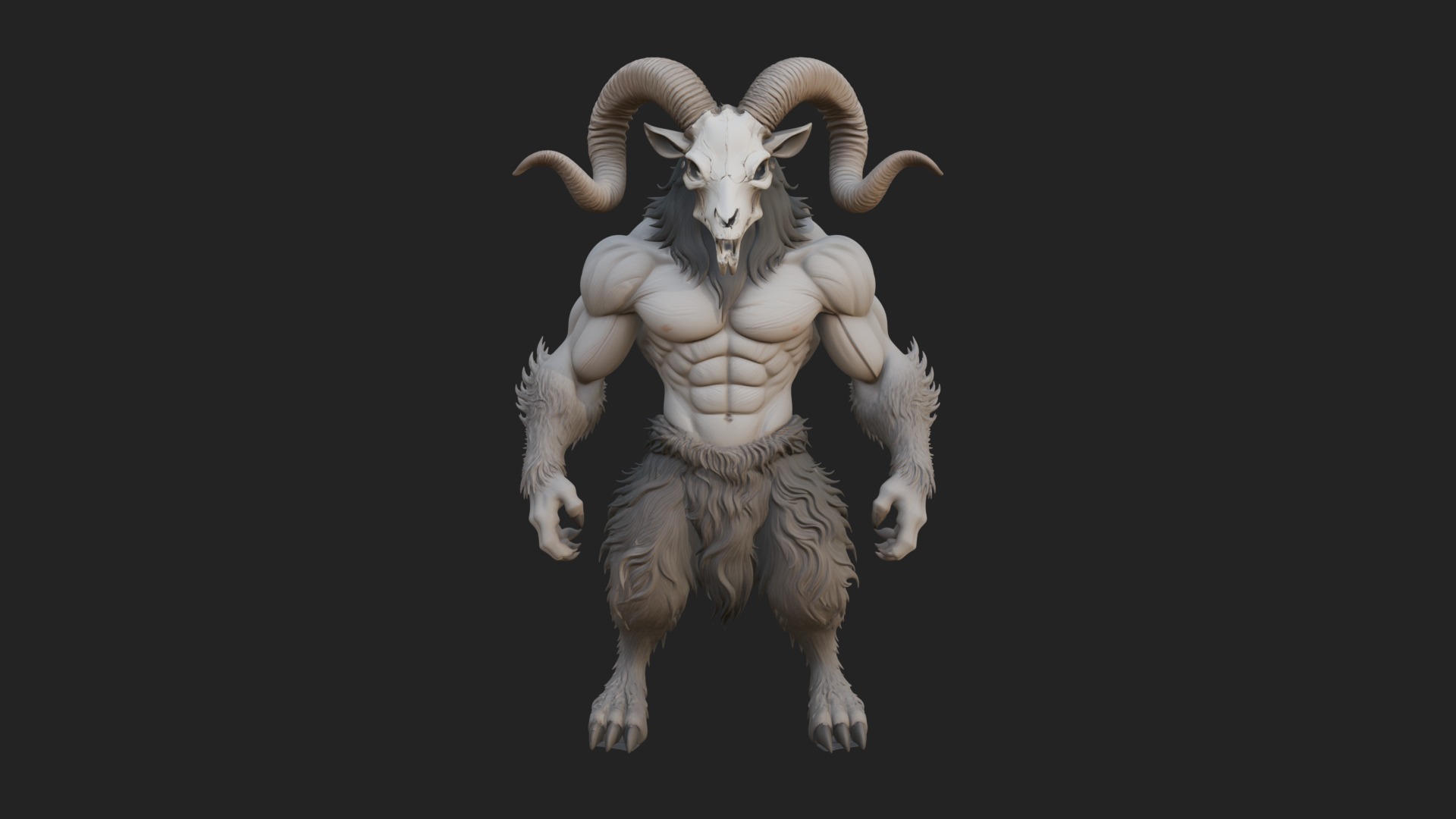 Beastman with Goat Head Statue Design 5 3D Print Model 3D Model