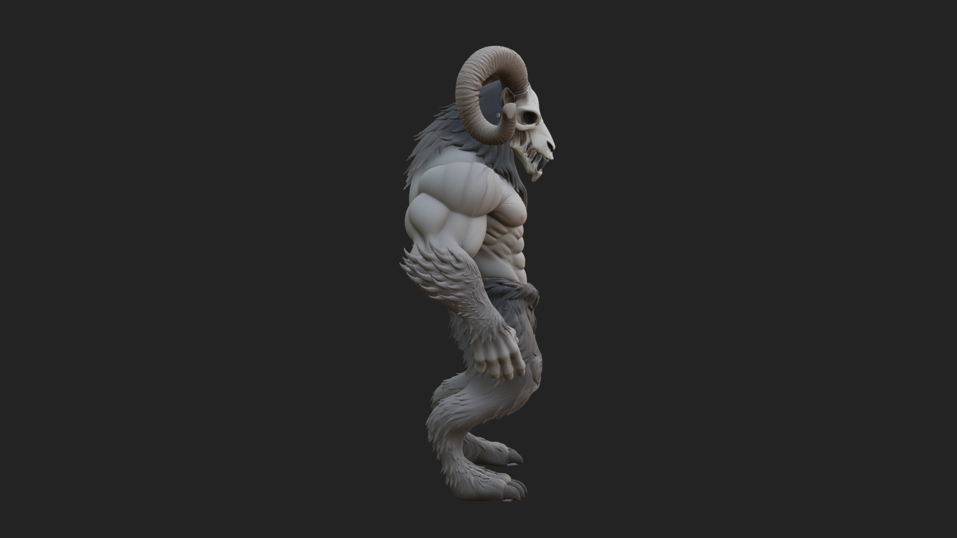 Beastman with Goat Head Statue Design 5 3D Print Model 3D Model