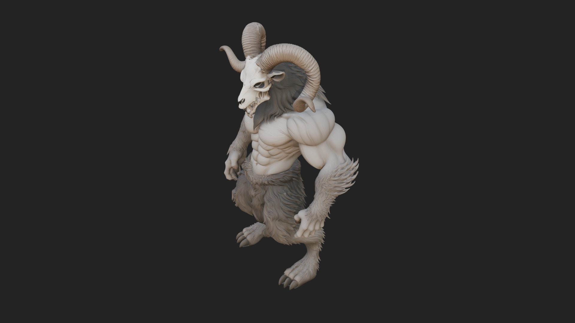 Beastman with Goat Head Statue Design 5 3D Print Model 3D Model