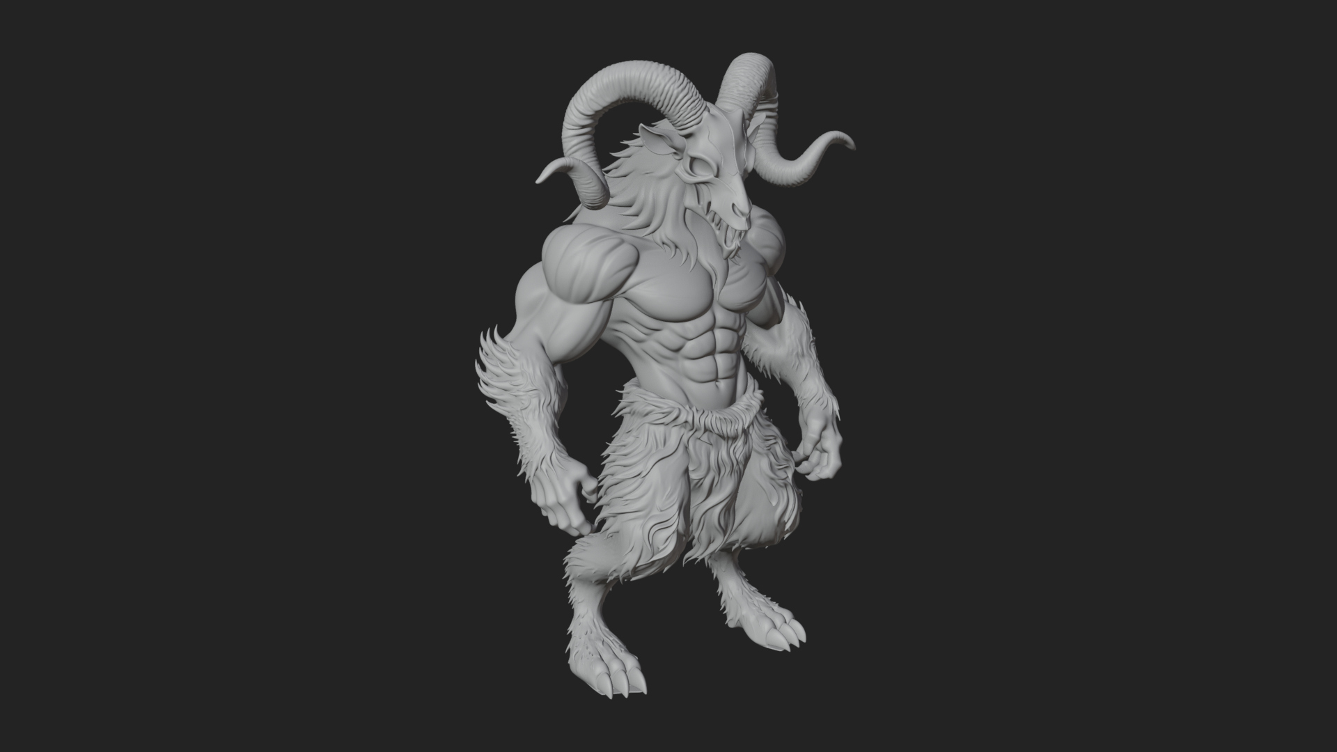 Beastman with Goat Head Statue Design 5 3D Print Model 3D Model