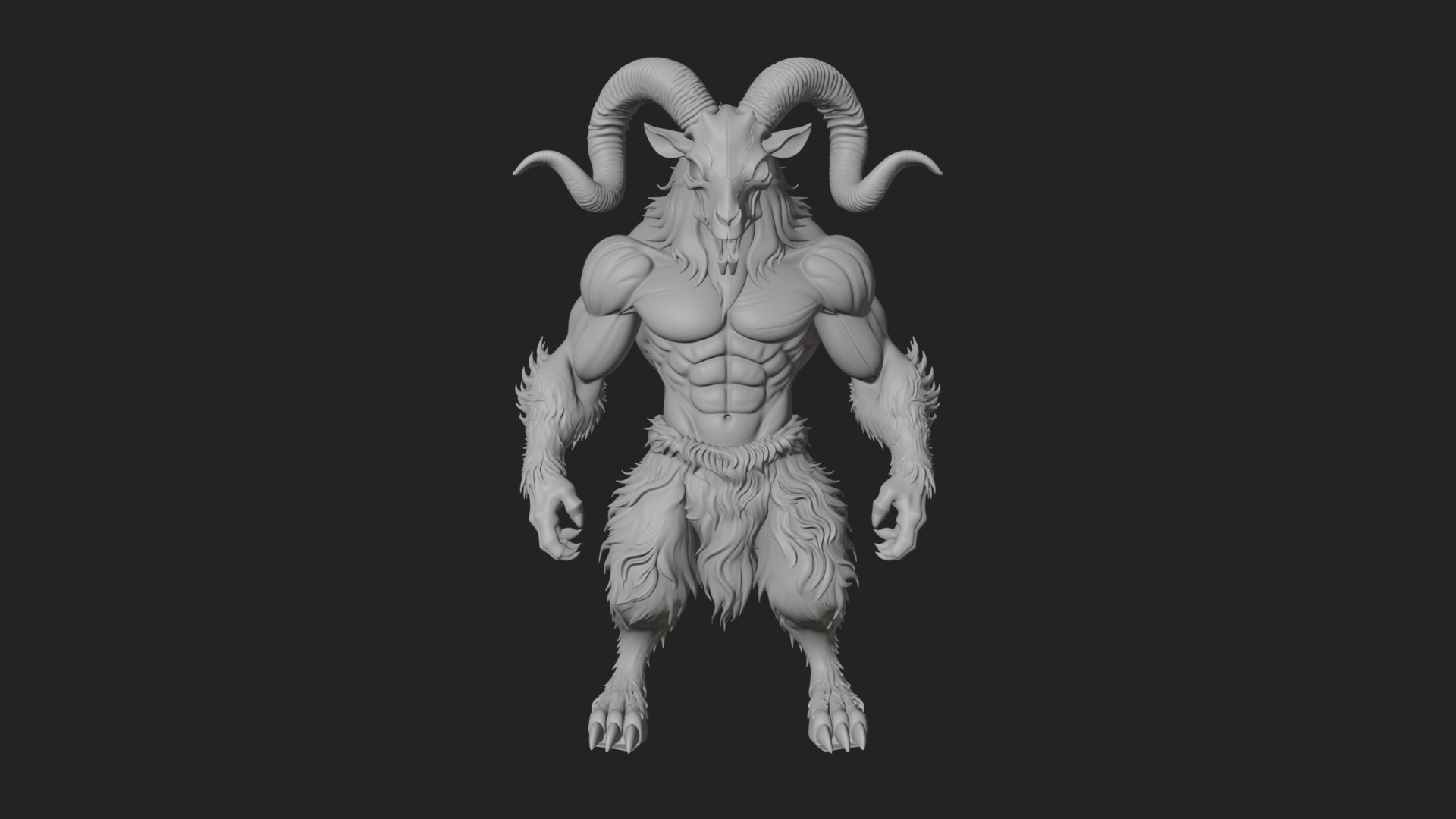 Beastman with Goat Head Statue Design 5 3D Print Model 3D Model