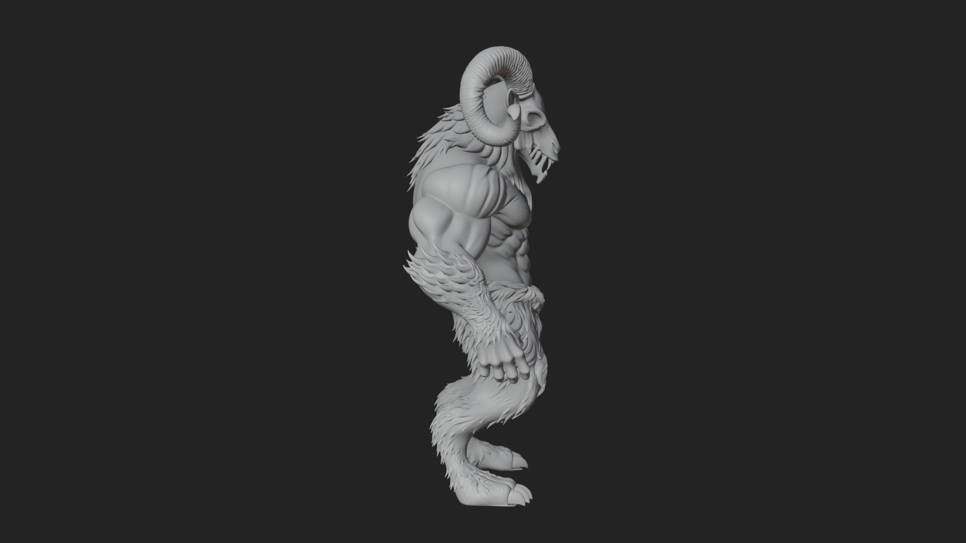Beastman with Goat Head Statue Design 5 3D Print Model 3D Model