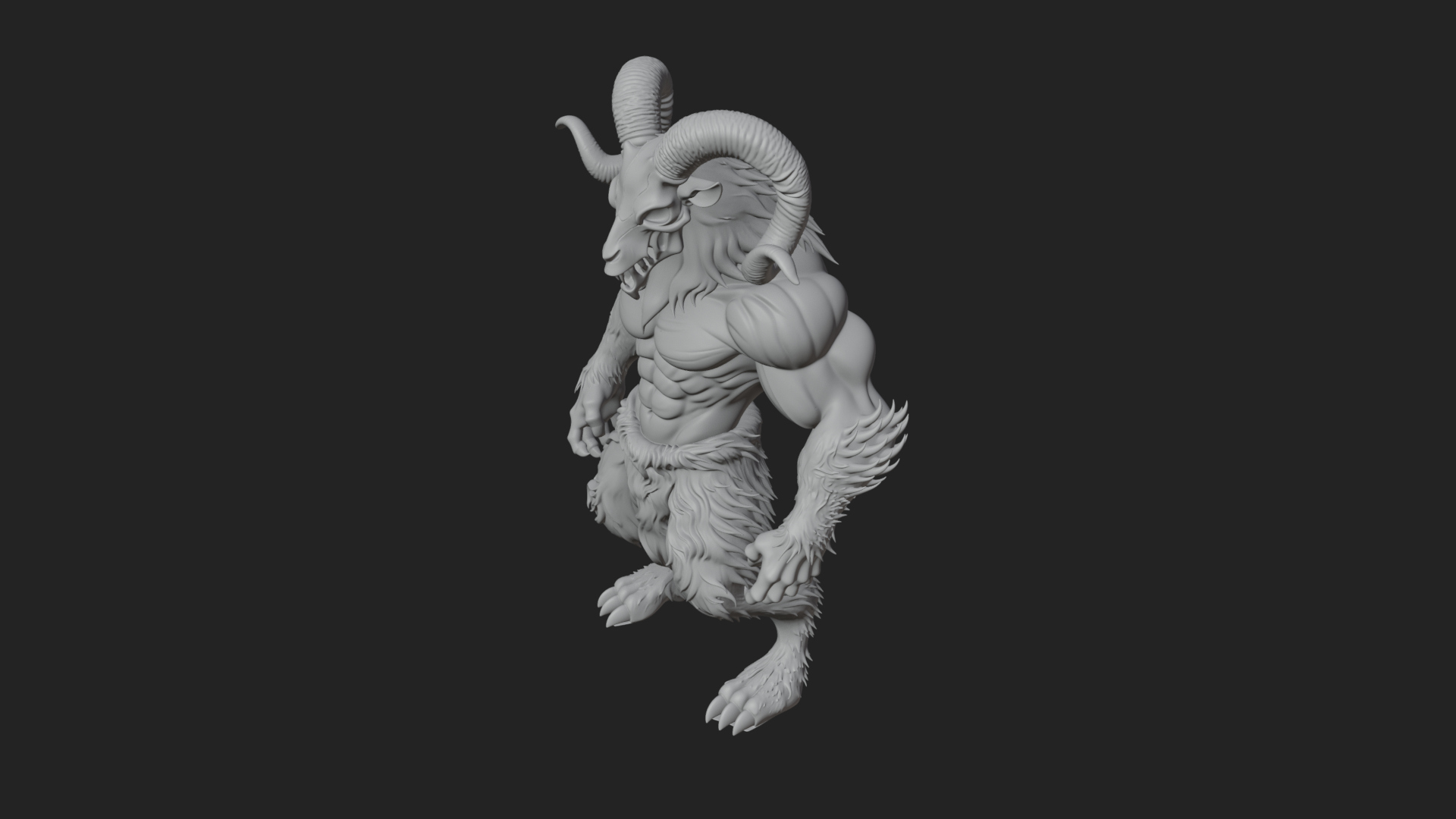 Beastman with Goat Head Statue Design 5 3D Print Model 3D Model
