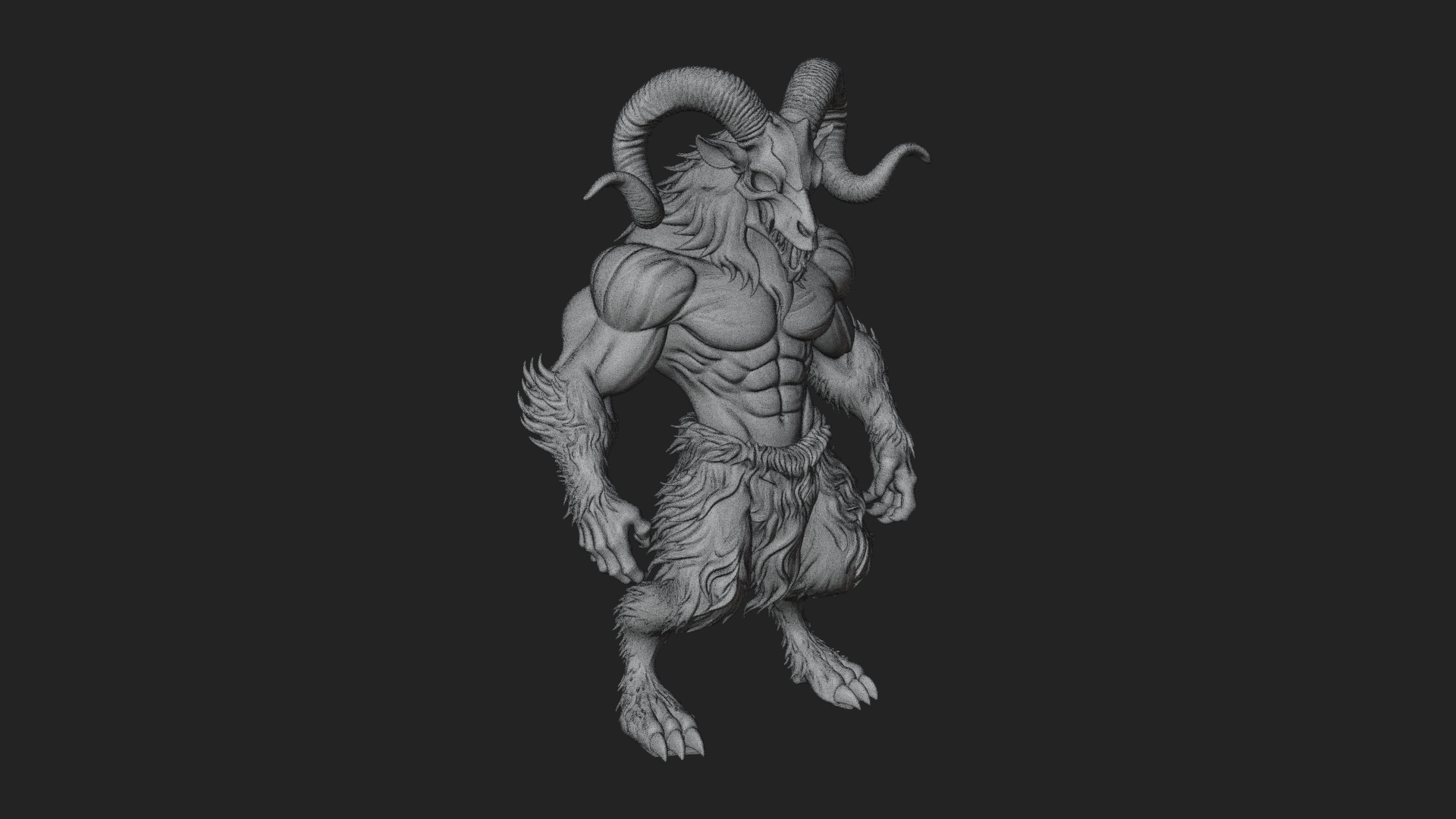 Beastman with Goat Head Statue Design 5 3D Print Model 3D Model