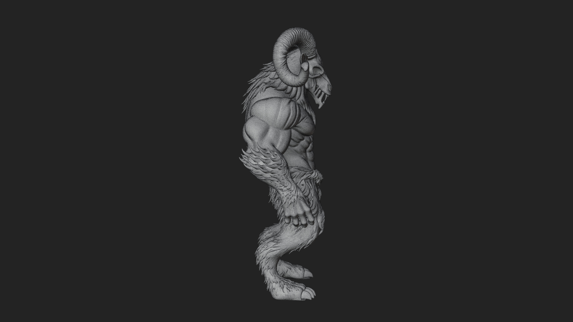 Beastman with Goat Head Statue Design 5 3D Print Model 3D Model