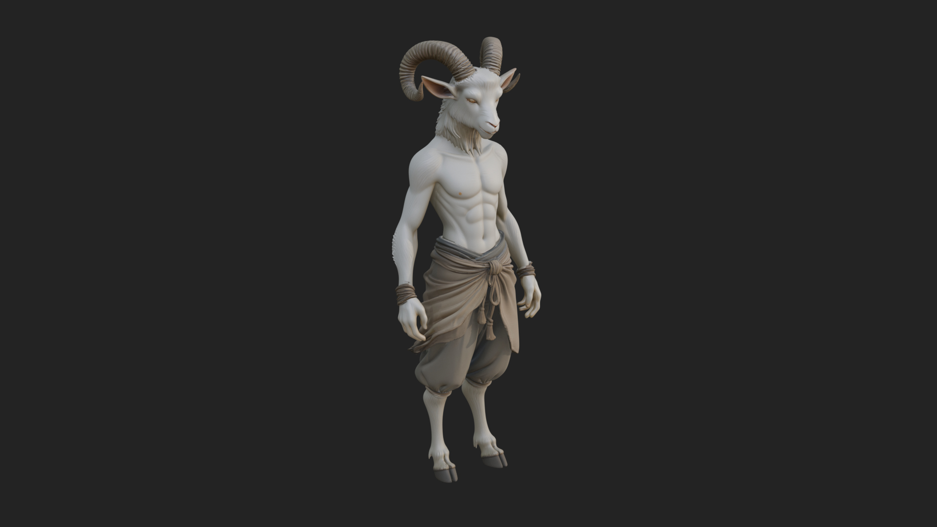 Beastman with Goat Head Statue Design 6 3D Print Model 3D Model