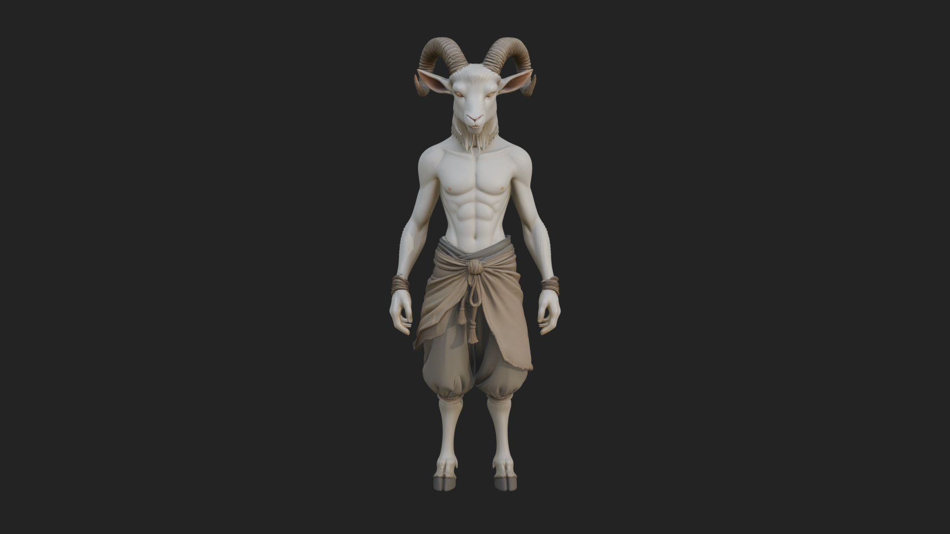Beastman with Goat Head Statue Design 6 3D Print Model 3D Model