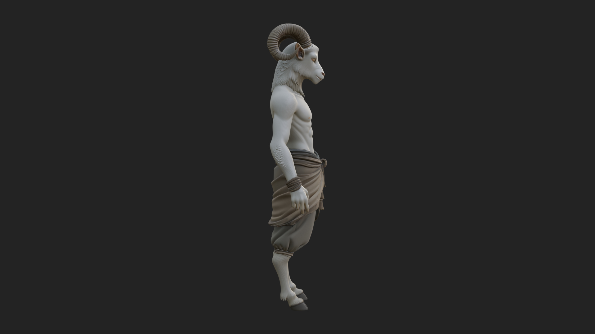 Beastman with Goat Head Statue Design 6 3D Print Model 3D Model